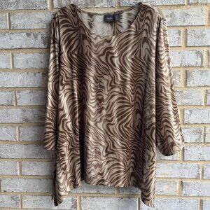 Chico's Travelers 3/4 Sleeve Animal Print Slinky Tunic Blouse Size 3 (XL)